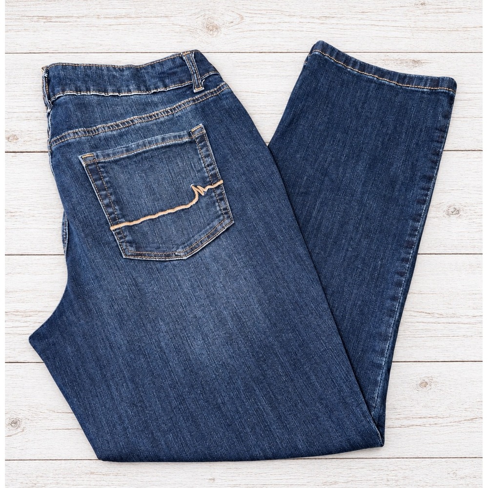 Maurices M Jeans Classic Slim Boot Mid Rise Dark Wash Stretch Denim 14W Short